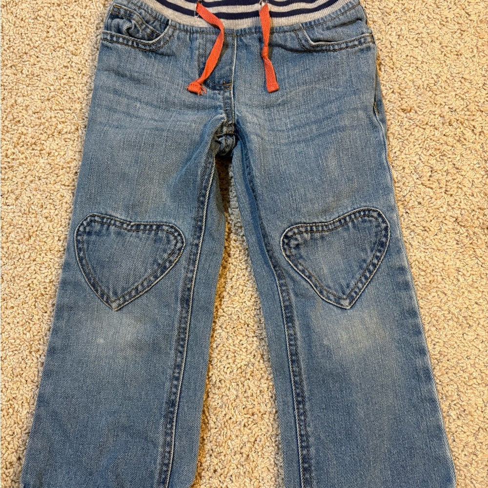 Mini Boden Blue Jeans with Heart Accents